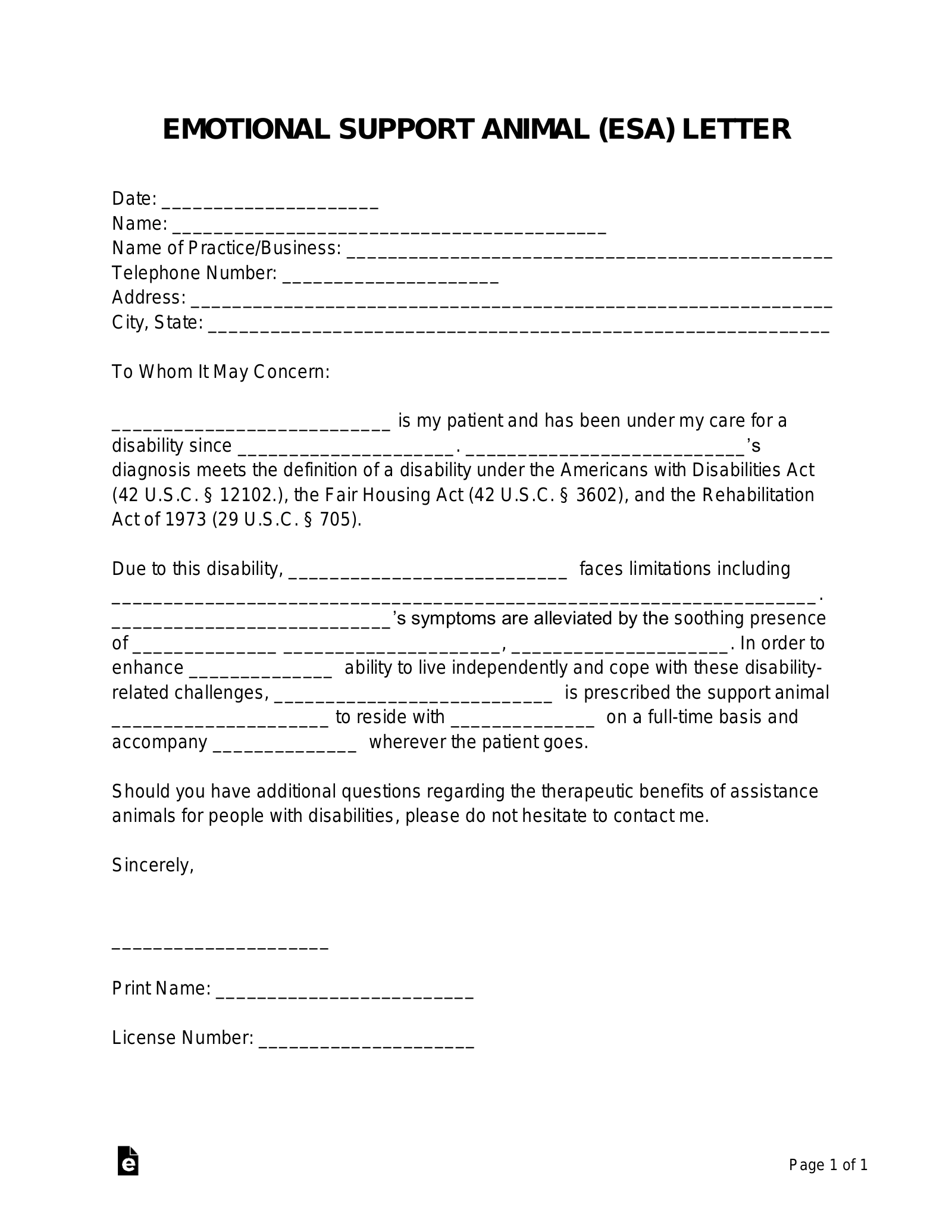 ESA Paperwork Requirements