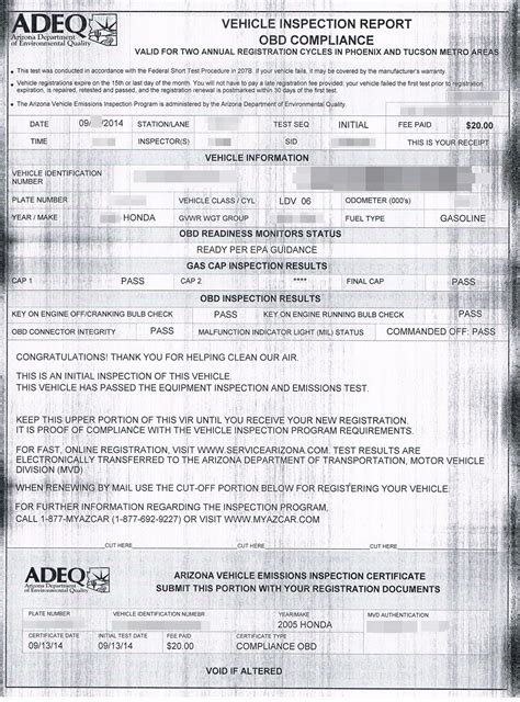 Emissions Test Paperwork Requirements