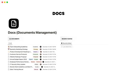 Docs Documents Management Notion Template