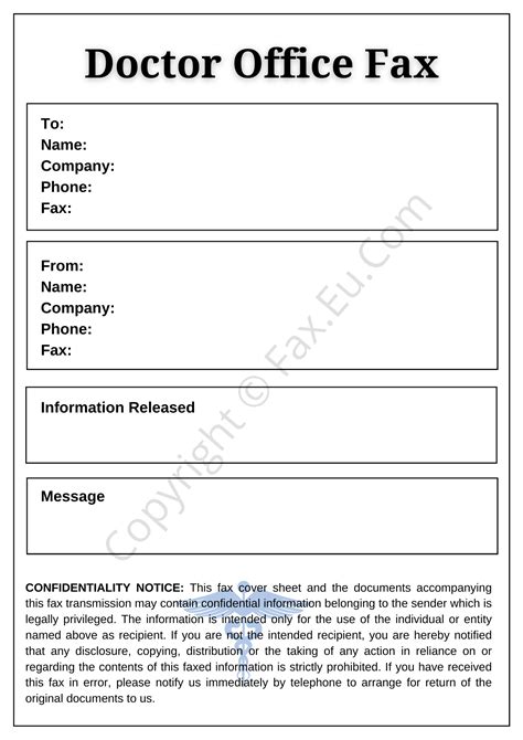 Doctor S Office Fax Cover Sheet Printable And Editable Free Fax