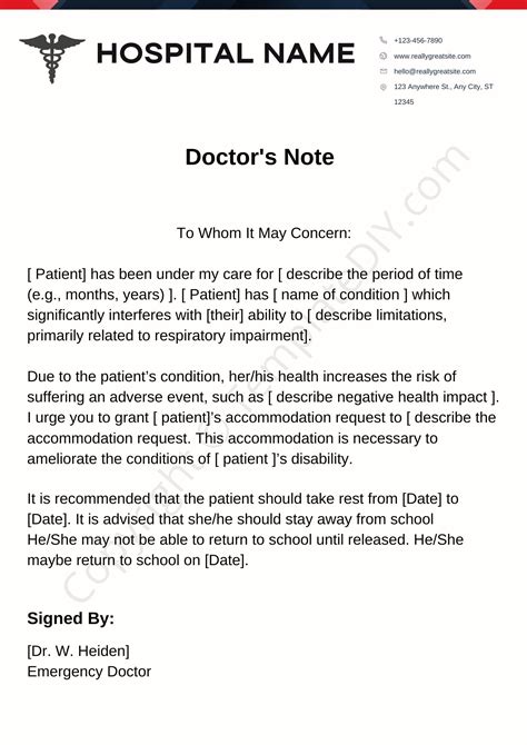 Doctors Note For Work Absence Template Business Doctors Note