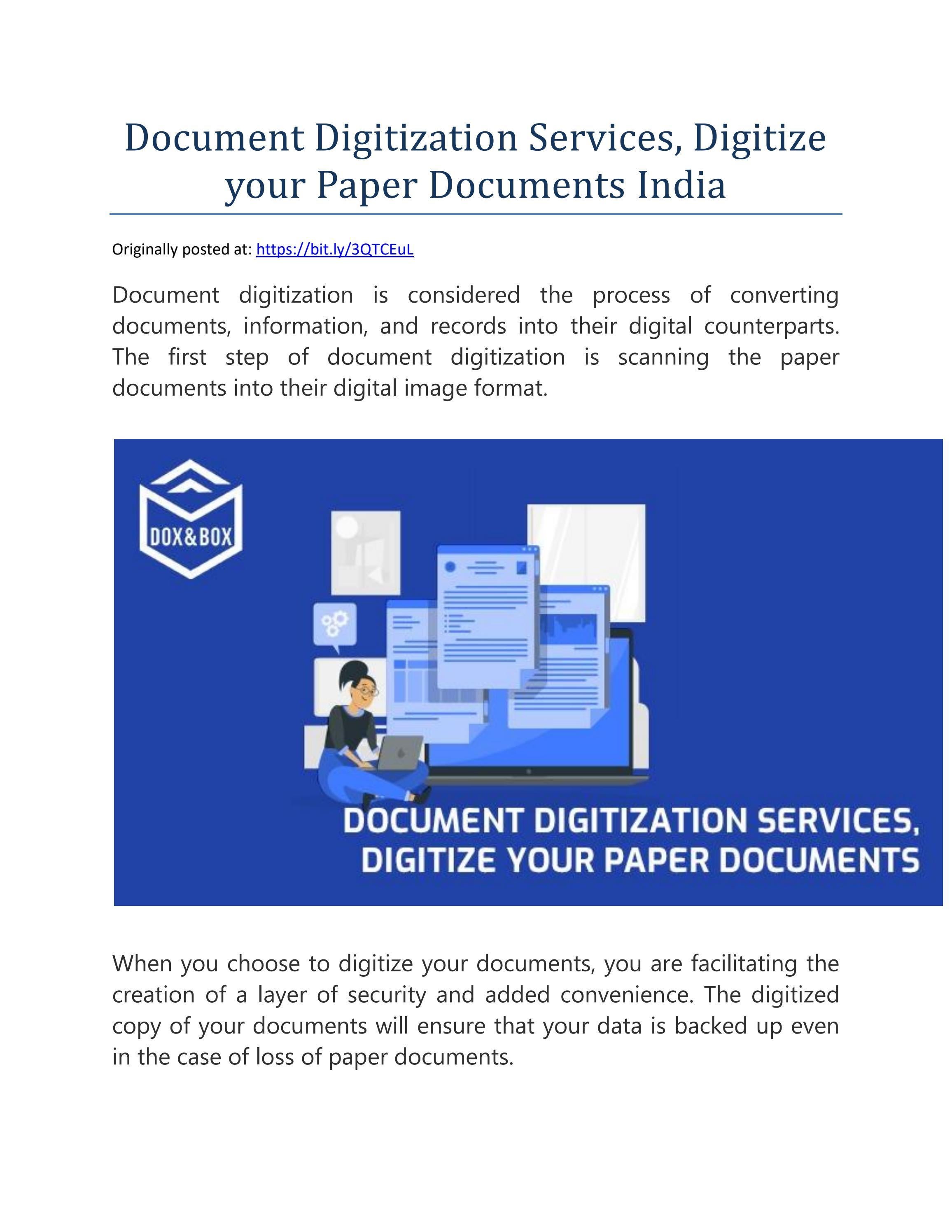 Document Digitization Services Digitize Your Paper Documents India By