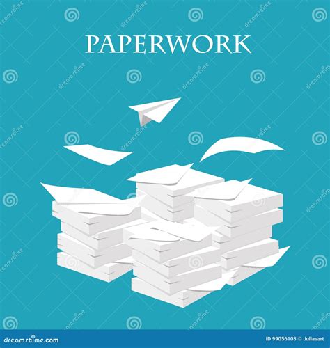 Documents Stack Pile Of Paper Paperwork And Routine Vector Illustration