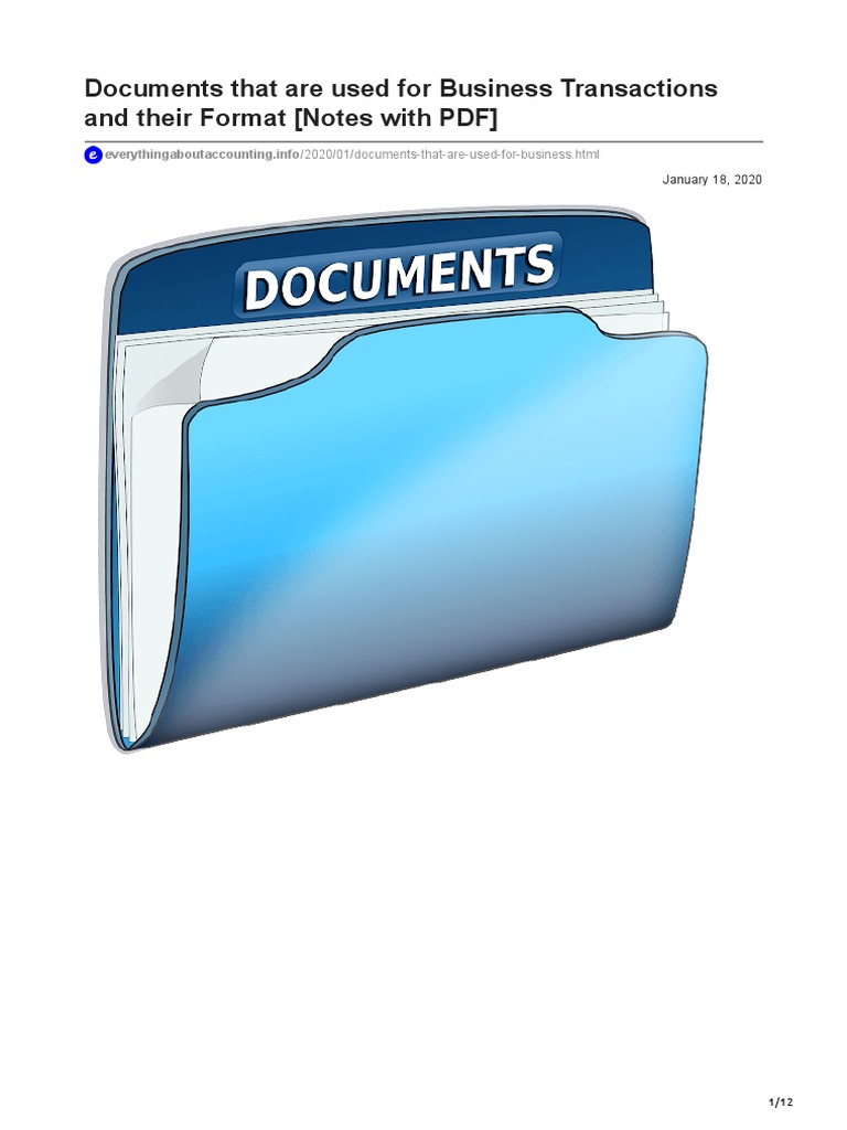 Documents That Are Used For Business Transactions And Their Format