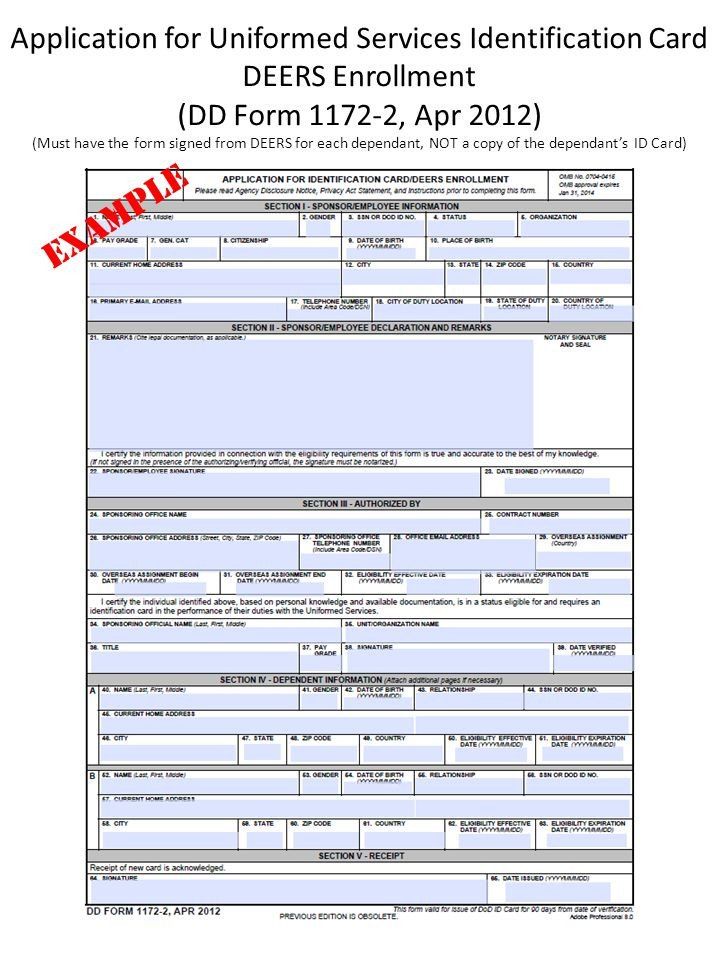 Dod Id Form 1172 2 Fillable Printable Forms Free Online