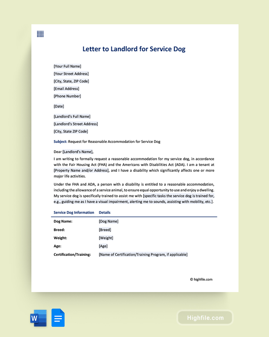 Service Dog Paperwork for Landlords