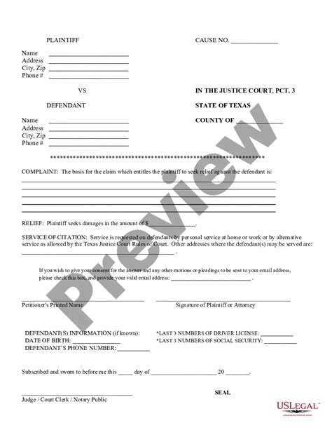 Small Claims Court Paperwork Provided