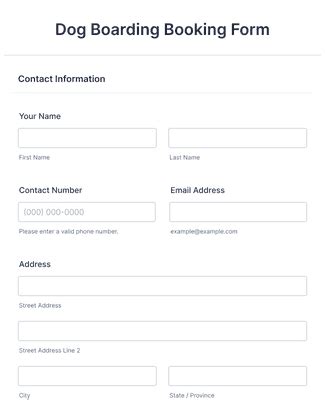 Dog Boarding Booking Form Template Jotform