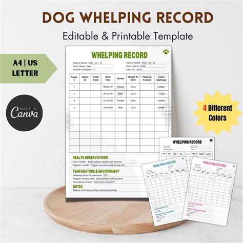 Dog Breeder Forms 12 Puppy Records Whelping Etsy