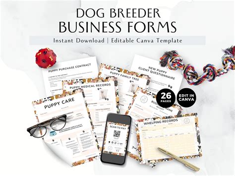 Dog Breeder Paperwork Puppy Pack Forms Editable Canva Templates Dog Breeding Contract