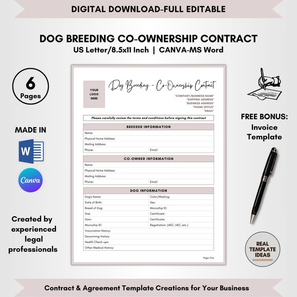 Dog Co Ownership Contract Etsy