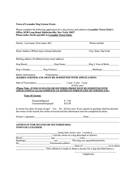 Dog License Application Form Fill Online Printable Fillable Blank