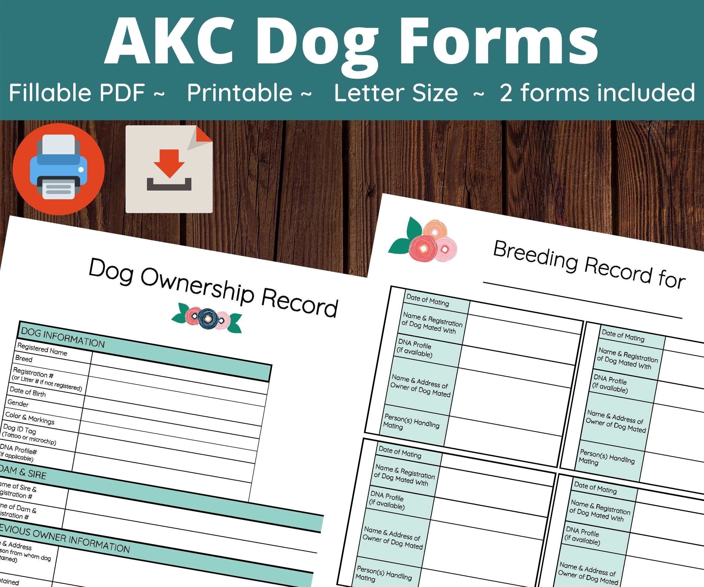 Dog Ownership Record And Breeding Records Akc Etsy