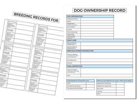 Dog Ownership Record And Breeding Records Canva Template Us Letter Size