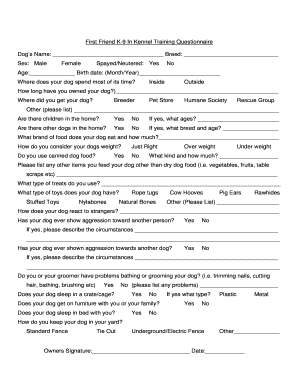 Dog Training Questionnaire Complete With Ease Airslate Signnow