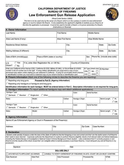 Doj Firearm Release Form Online 2020 Fill And Sign Printable Template Online Us Legal Forms