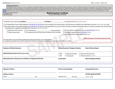 Dot Cdl Medical Card Certificate Forms Printable Printable Forms Free