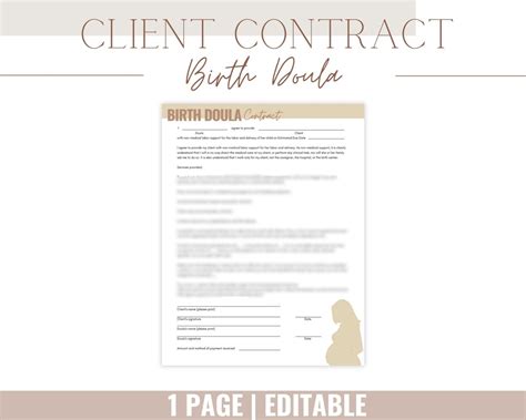 Doula Contract Doula Paperwork Editable Template New Etsy