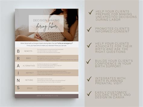 Doula Handout Doula Prenatal Forms Decision Making During Etsy