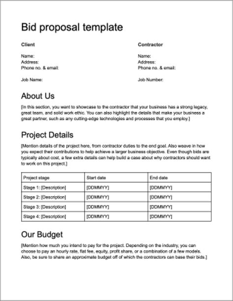 Download A Free Bid Proposal Template Signeasy