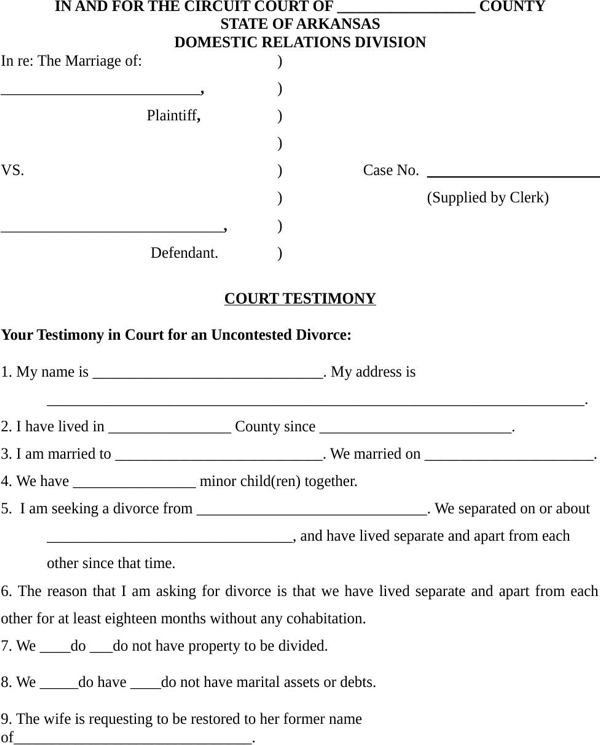 Download Arkansas Dissolution Of Marriage Form For Free Page 2