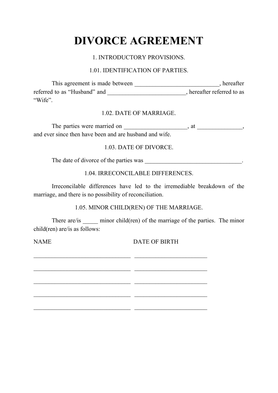 Download Divorce Papers Template 32 Separation Agreement Template