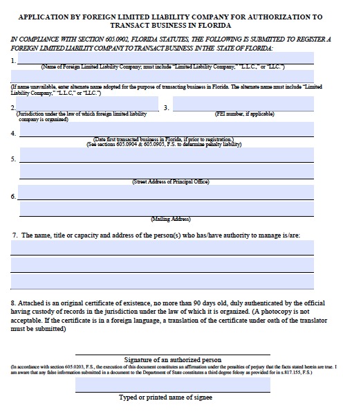 Download Florida Llc Articles Of Organization Forms Wikidownload