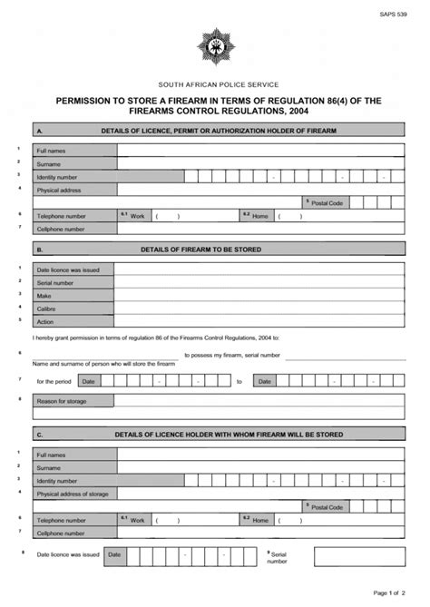 Download Permission To Store Firearm Saps 539 Form Formfactory