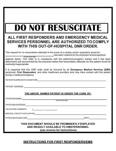 Download Uniform Do Not Resuscitate Dnr Order Form Fill And Sign Printable Template Online