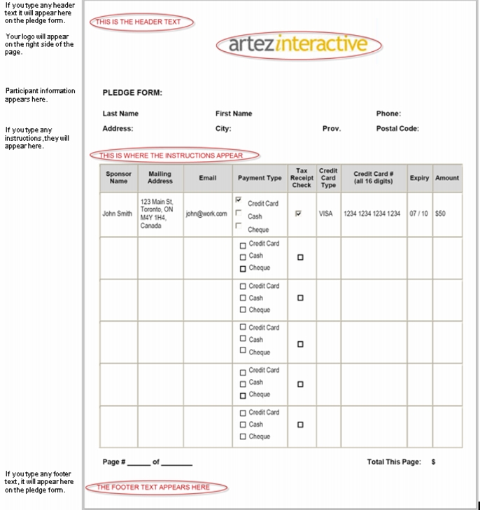 Downloadable Pledge Form Frontstream