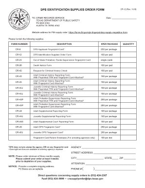 Dps Identification Supplies Order Form Pdf Dps Texas Fill And