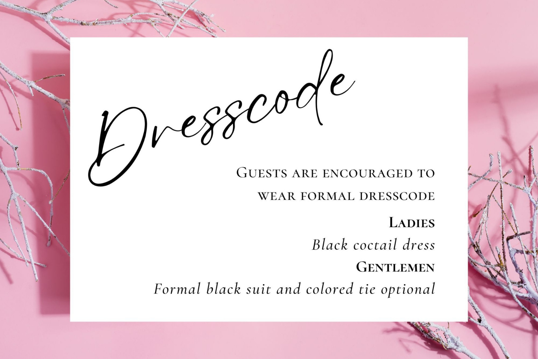 Dresscode Request Insert Card Creative Market