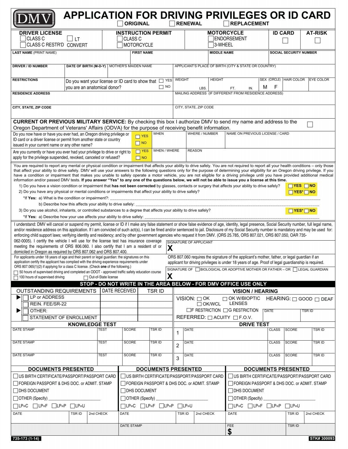 Driver License Permit Id Card Application