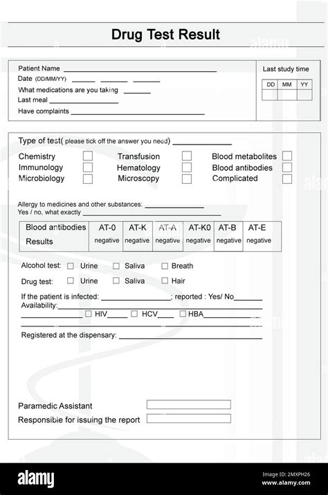 Drug Test Result Form Printable Drug Screen Forms Pinterest Drugs