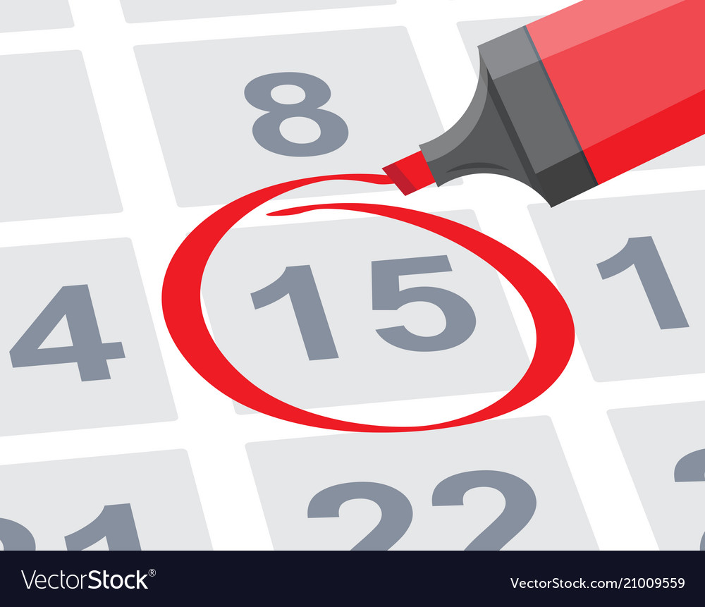 Due Date Words Circle Marked On A Calendar Stock Vector Kchungtw