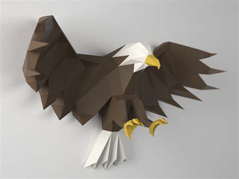 Eagle Diy Papercraft Low Poly Pdf Template Etsy