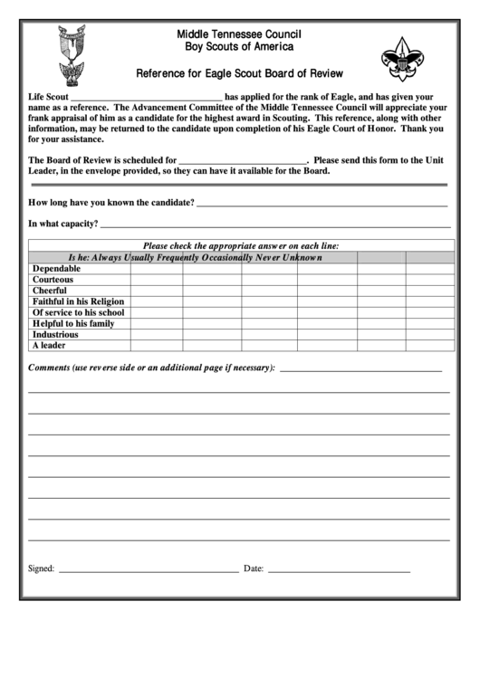 Eagle Scout Final Board Of Review Checklist Doc Template Pdffiller