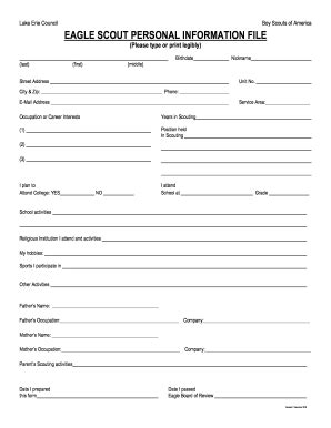 Eagle Scout Personal Data Sheet Fill And Sign Printable Template