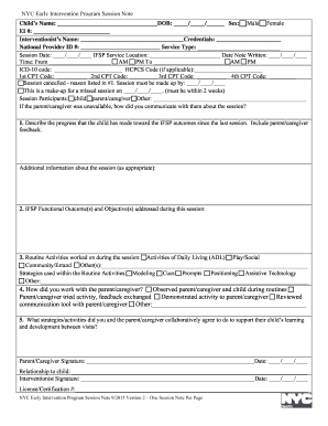 Early Intervention Progress Pdf Form Formspal