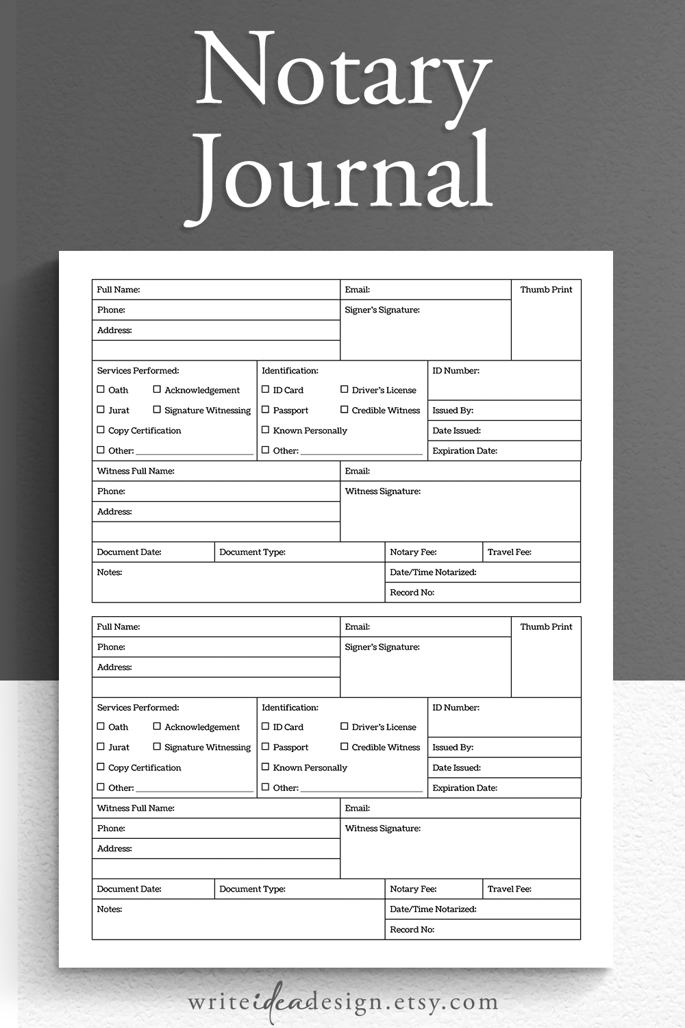 Easily Keep Track Of Your Notary Business With Our Convenient And Professional Notary Journal