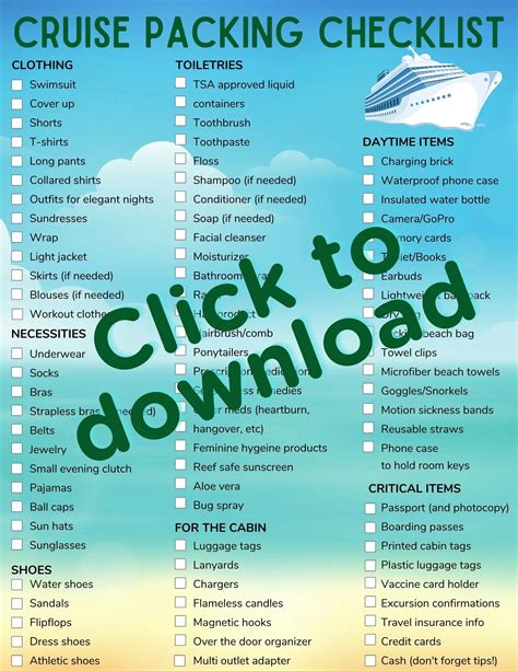 Easy Printable Cruise Vacation Packing Checklist Updated 2022