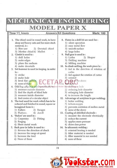 Ecetap 2016 Previous Model Papers Question Papers Eee Ece Sce Civil Mechanical Ecet