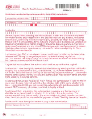 Edd Disability Insurance Claim Form Claimforms Net