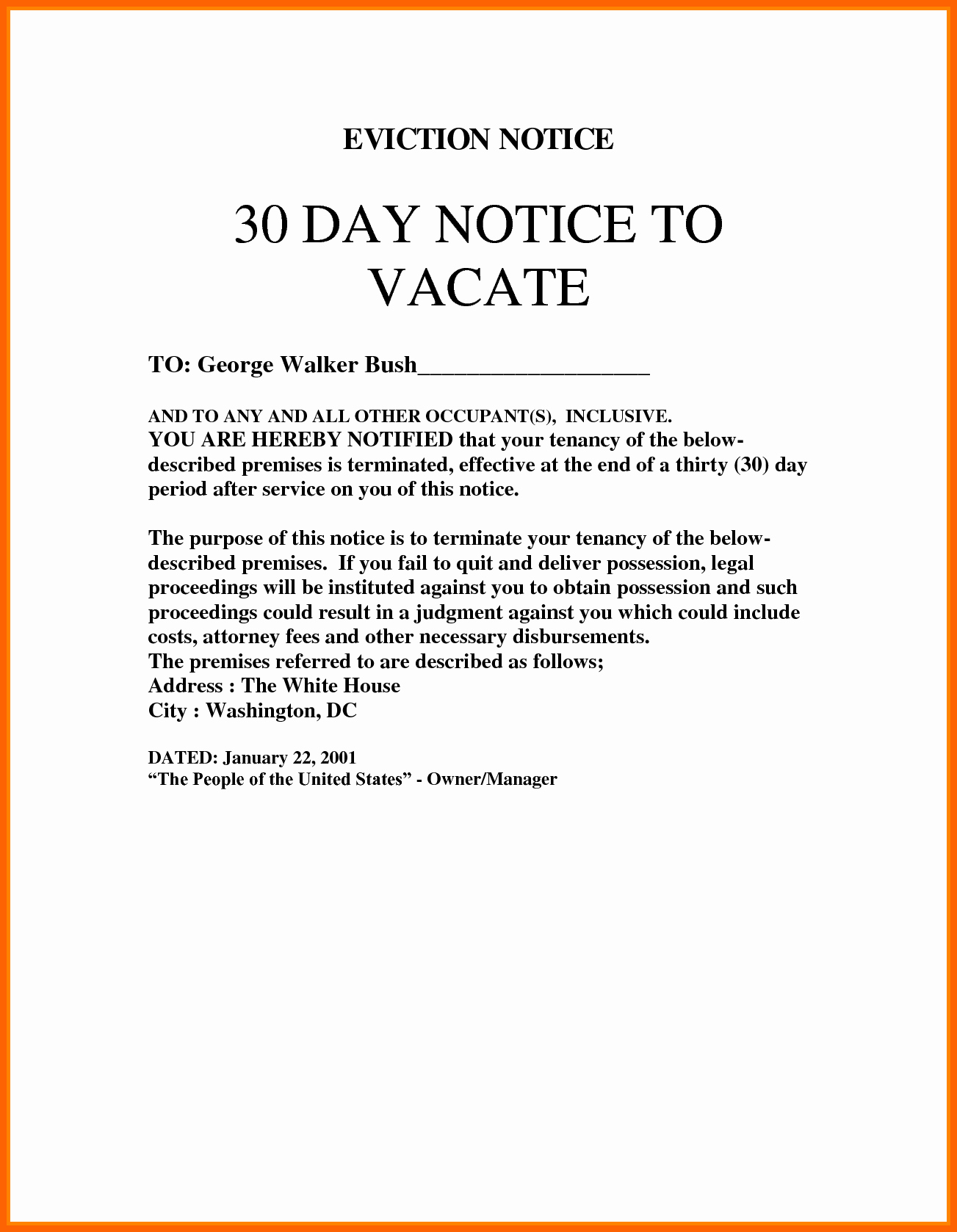 Editable 30 Day Eviction Notice Template Btsmmo 30 Day Eviction Letter Template Pdf In 2020