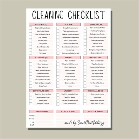 Editable Airbnb Vacation Rental Home Routine Clean Checklist Etsy