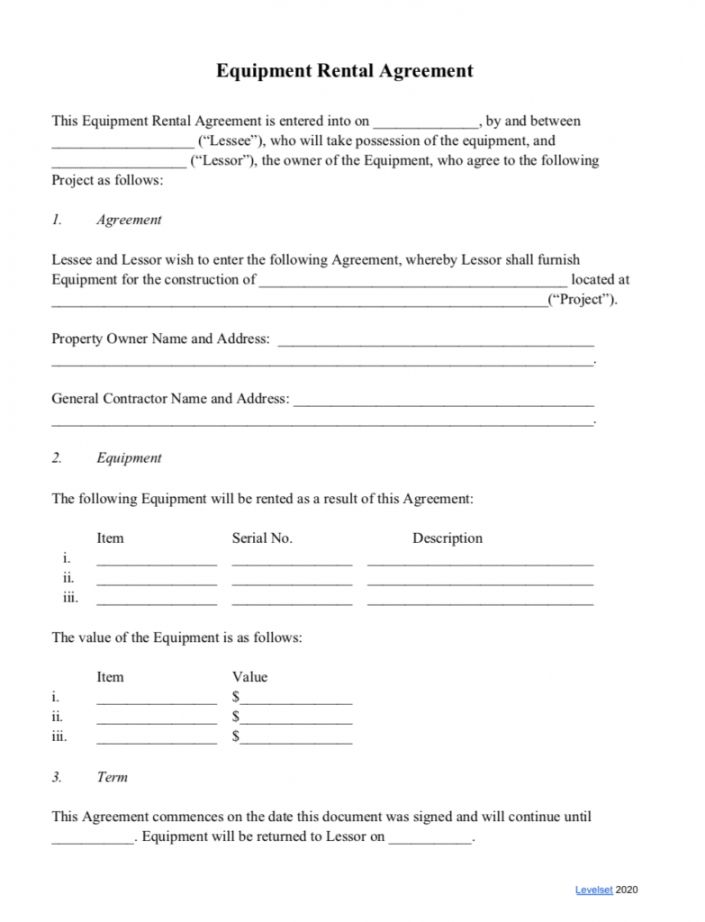 Editable Machine Rental Agreement Template Word Example In 2021