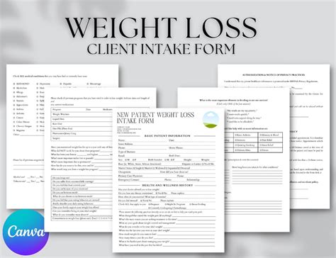 Editable New Patient Weight Loss Intake Form Template Weight Etsy