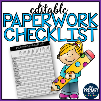 Editable Paperwork Checklist By The Primary Post By Hayley Lewallen