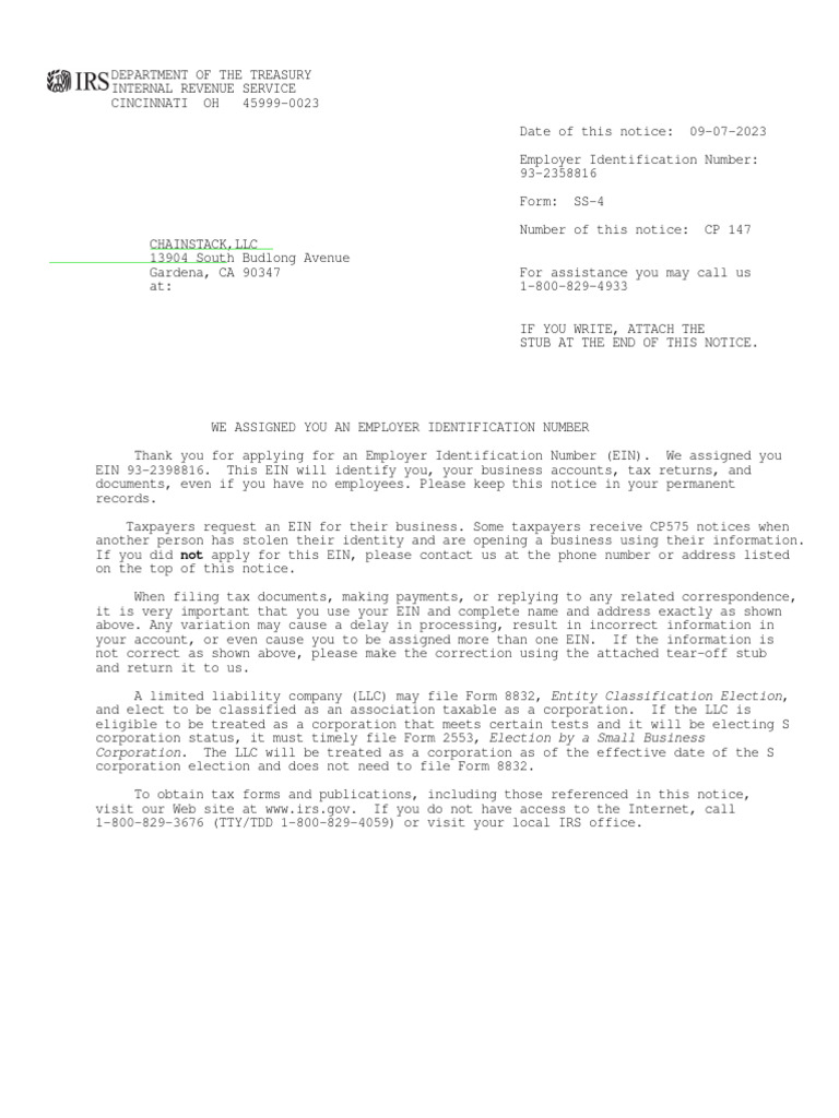 Ein Confirmation Letter Pdf