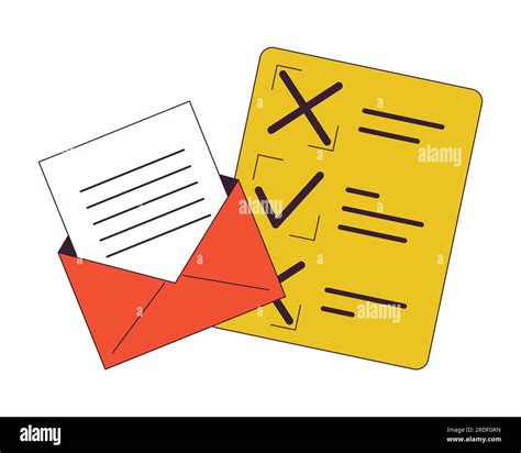 Email And Checklist Flat Line Color Isolated Vector Objects Paperwork